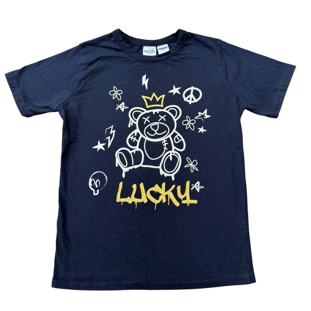Unisex Navy 'Lucky' Teddy Graphic Tee size 10/12